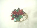 Flower Shape Ruby, Sapphire And Emerald 925 STERLI