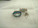  FIRE OPAL & Aquamarine Earrings 925 Sterling Silv
