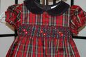 Rare Editions hand smocked red tartan plaid dress 