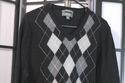 Black & Gray Argyll V-neck Sweater -XL 44 inch che