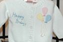 Happy Birthday! white cotton cardigan sweater w/ e