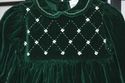 Friedknit hand embroidered green velvet dress 6 mo