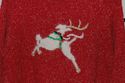 Villager white reindeer on red mock turtle sweater