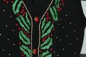 Ugly! Womans black Christmas Sweater vest! embroid