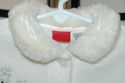 Ivory fleece jacket, faux fur trim, embroidered Sa