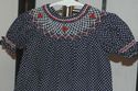 Mom and me navy blue polkadot hand smocked Bishop 