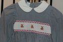 Teddy bears hand smocked dress Navy blue gingham- 