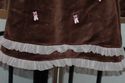 Peaches and Cream Brown velour embroidered & ruffl