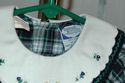 Carriage Boutiques blue green tartan plaid  hand s