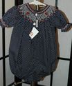 Mom and me navy blue polkadot hand smocked Bishop 