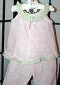 Rosette Millington pink and green two piece outfit