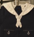 First Impressions Navy blue sailor suit romper emb