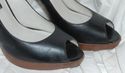 Steve Madden black leather peep toe Pumps w/ stack