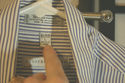 Geoffrey Beene wrinkle free blue & white stripe sh