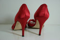 Caparrows Red Satin Pumps Formal Shoes - 9.5 Prom 