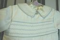 Strasburg White Shortall Hand Smocked w/ Lt. blue 