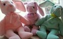 Ty beanie babies 3 Easter Bunnies pink purple & gr