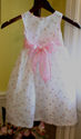 Heavenly!* White Taffeta Dress w/ Pink Sash Embroi