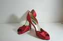 Caparrows Red Satin Pumps Formal Shoes - 9.5 Prom 