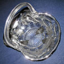 Vintage Fenton Clear Glass Basket w/ Silver Leaves