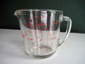 Vintage Fire King Clear Glass Measuring Cup w/ D H