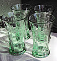 4 Vintage Coca Cola Green Glass Flared Glasses or 