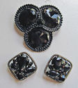 Vintage Black Rhinestone Purse, Necklace, Brooch &