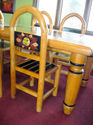 Hand Carved & Painted Pine Table & 6 Chairs-REDUCE