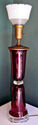 Vintage Tall Ruby Red & Clear Glass, Brass Table L