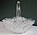 L.E. Smith Heritage 8" Crimped Basket Clear Glass 