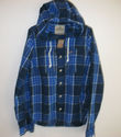 ★ HOLLISTER ★ Mens Button BLUE HOODED PLAID SH