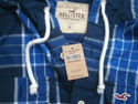 ★ HOLLISTER ★ Mens Button BLUE HOODED PLAID SH