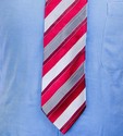 Giorgio Armani Tie~ Red White and Gray Stripes