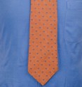 Aquascutum of London Tie ~ Orange with Small Blue 