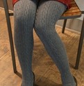 Women's sexy Korea Stirrup Cotton Cable Knit Winte