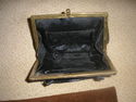 Leather handbag with brass old vintage