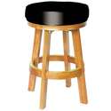 Sterling Padded Bar Stool, Oak w/Black Vinyl