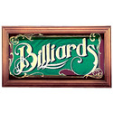 Mirrored Billiards Sign w Wood Frame