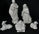 Nativity Scene-White Glazed Ceramic-5 Piece-Small 