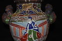 Japanese Satsuma Moriage Lidded Tri-Footed Jar~8" 