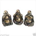 SEE HEAR SPEAK NO EVIL BUDDHA TRIO SCULPTURES*NIB