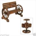 ANTIQUE LOOK WAGON WHEEL LOVE SEAT BENCH & PLANTER