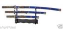 CEREMONIAL SAMURAI TRIPLE SWORD DISPLY WOOD BASE**