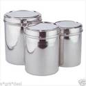 Set of 3**STAINLESS STEEL CANISTER SET W/LIDS**NIB
