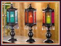 EXOTIC 16.5" AMBER PEDESTAL CANDLE LANTERN**NIB