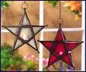 AMBER YELLOW GLASS STAR CANDLE LANTERN**5 POINTED 
