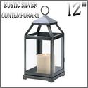  Lg 12" RUSTIC SILVER CONTEMPORARY CANDLE LANTERN*