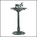 NEW-ANTIQUE  VERDIGRIS SCULPTED PEDESTAL BIRD BATH
