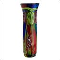 17" PEACOCK FANTASY TALL ART GLASS VASE**NIB