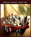 Gorgeous**AFRICAN SAFARI CARVED ANIMALS CHESS SET*